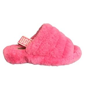 UGG Fluff Yeah Slide Slippers Pink Women's Size 7 Sheepskin Fur